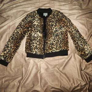 Anthropologie Skies are Blue Leopard Bomber Jacket